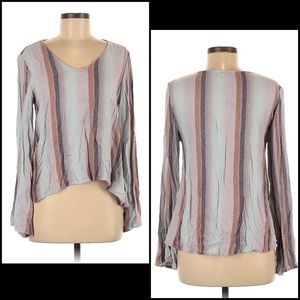 Anthro Cloth & Stone Striped Bell Sleeve Tunic Blouse Top